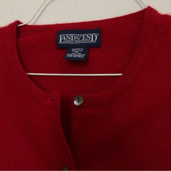 100% Cashmere Womens red cardigan medium LANDSEND - Picture 6 of 6